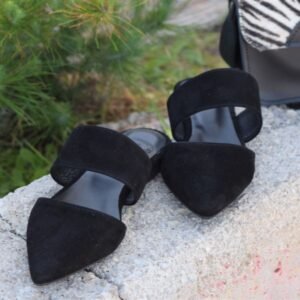 Δερμάτινα mules μαύρα από δέρμα suede